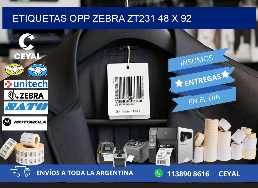 ETIQUETAS OPP ZEBRA ZT231 48 x 92