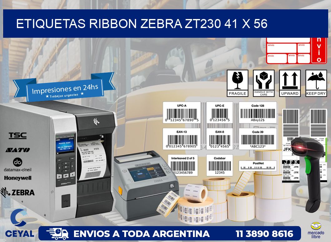 ETIQUETAS RIBBON Zebra ZT230 41 x 56