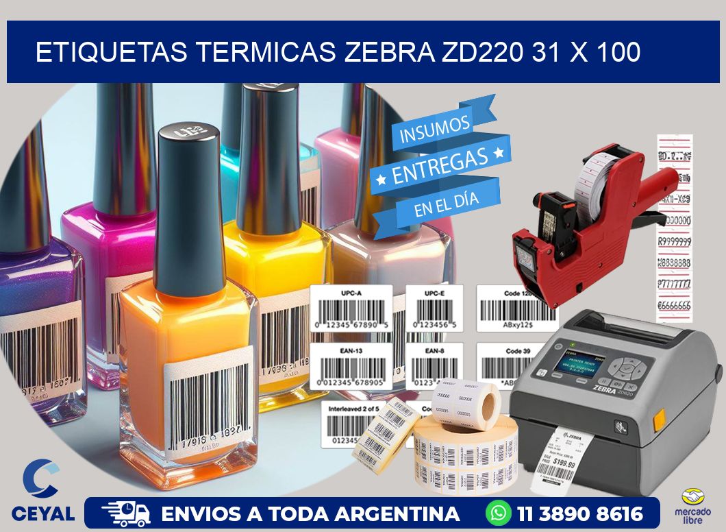 ETIQUETAS TERMICAS ZEBRA ZD220 31 x 100