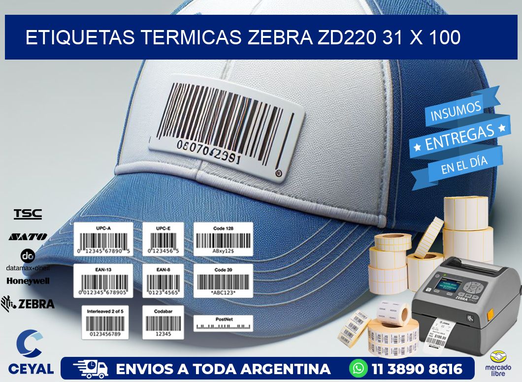 ETIQUETAS TERMICAS ZEBRA ZD220 31 x 100