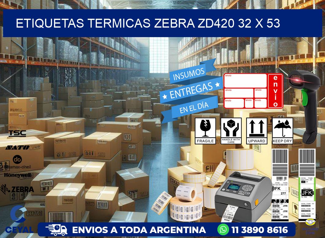 ETIQUETAS TERMICAS ZEBRA ZD420 32 x 53