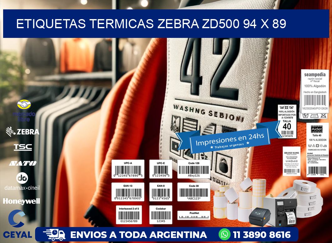 ETIQUETAS TERMICAS ZEBRA ZD500 94 x 89