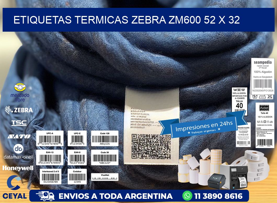 ETIQUETAS TERMICAS ZEBRA ZM600 52 x 32