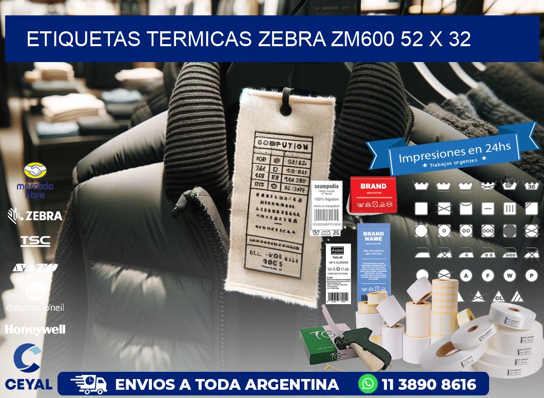 ETIQUETAS TERMICAS ZEBRA ZM600 52 x 32