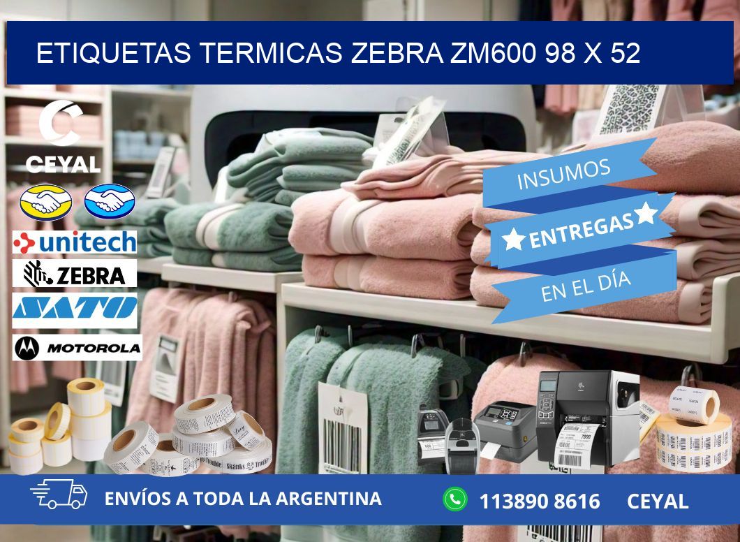 ETIQUETAS TERMICAS ZEBRA ZM600 98 x 52