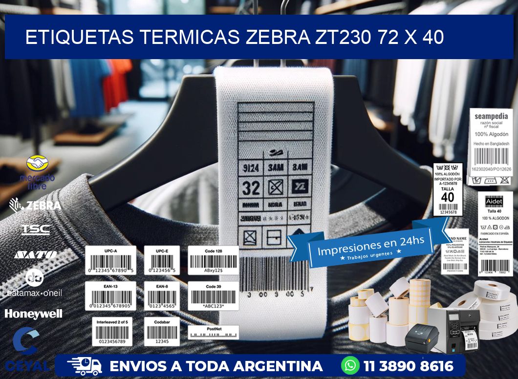 ETIQUETAS TERMICAS ZEBRA ZT230 72 x 40