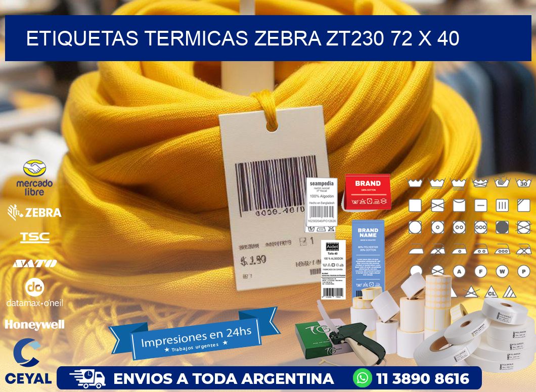 ETIQUETAS TERMICAS ZEBRA ZT230 72 x 40
