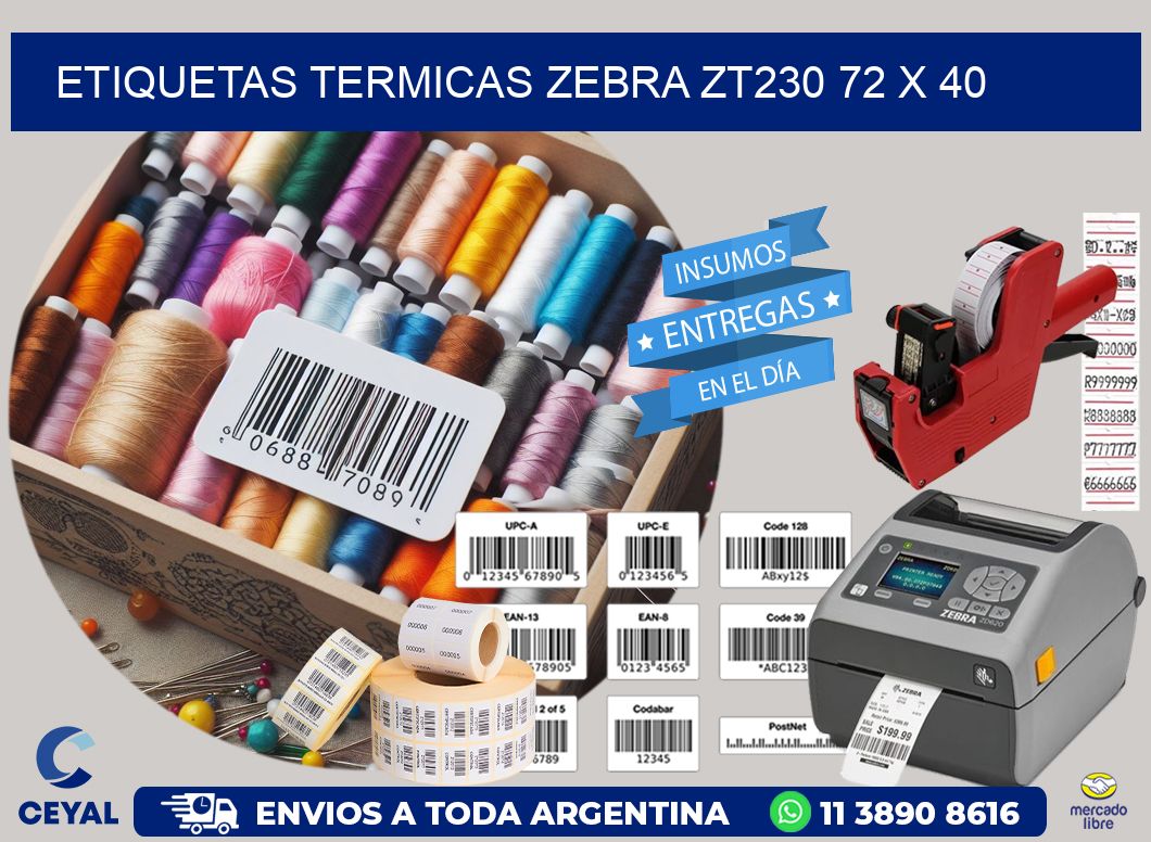 ETIQUETAS TERMICAS ZEBRA ZT230 72 x 40