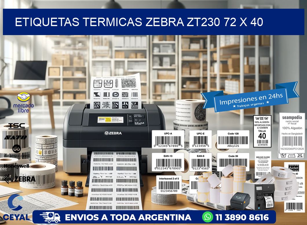 ETIQUETAS TERMICAS ZEBRA ZT230 72 x 40