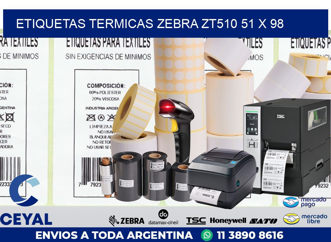 ETIQUETAS TERMICAS ZEBRA ZT510 51 x 98