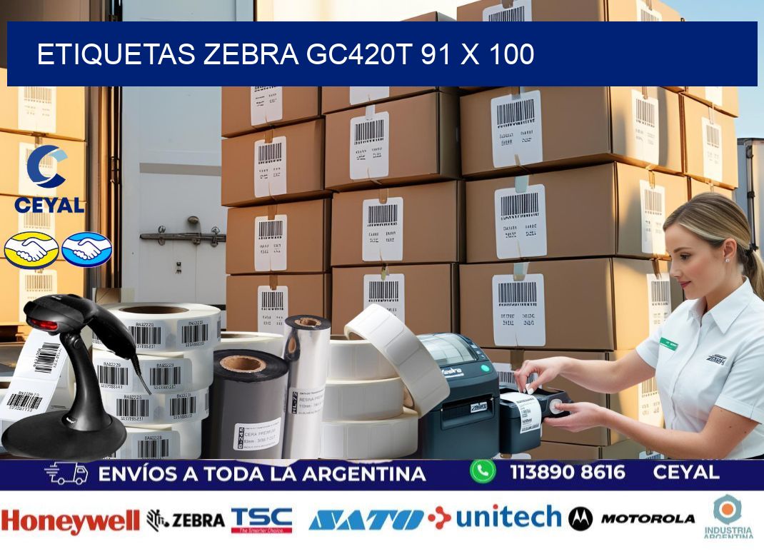 ETIQUETAS Zebra GC420T 91 x 100