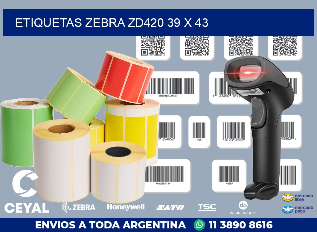 ETIQUETAS Zebra ZD420 39 x 43