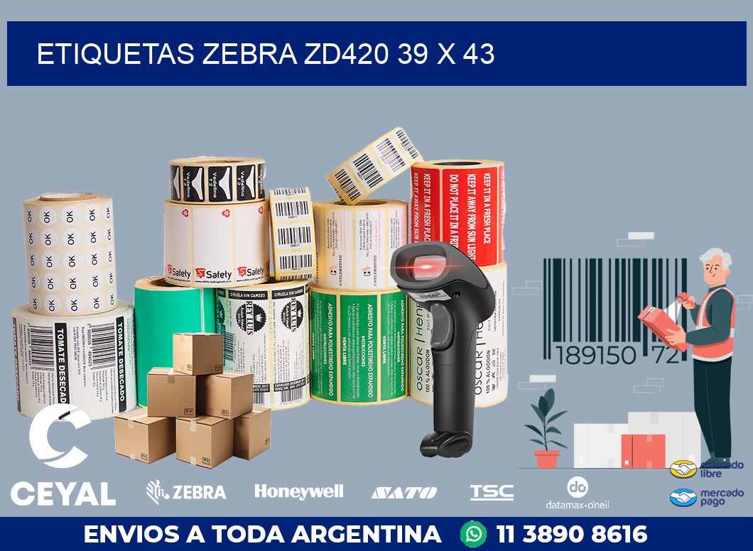 ETIQUETAS Zebra ZD420 39 x 43