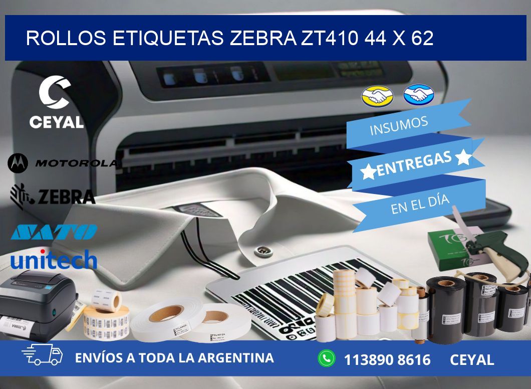 ROLLOS ETIQUETAS Zebra ZT410 44 x 62