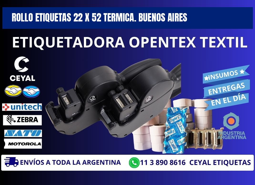 Rollo etiquetas 22 x 52 termica. Buenos Aires