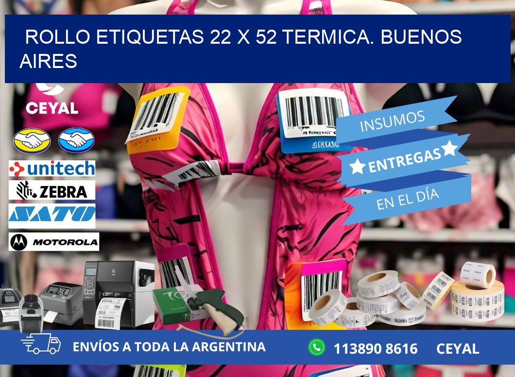 Rollo etiquetas 22 x 52 termica. Buenos Aires