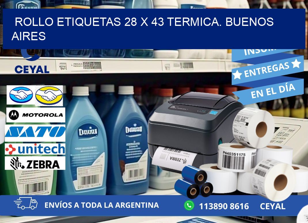 Rollo etiquetas 28 x 43 termica. Buenos Aires