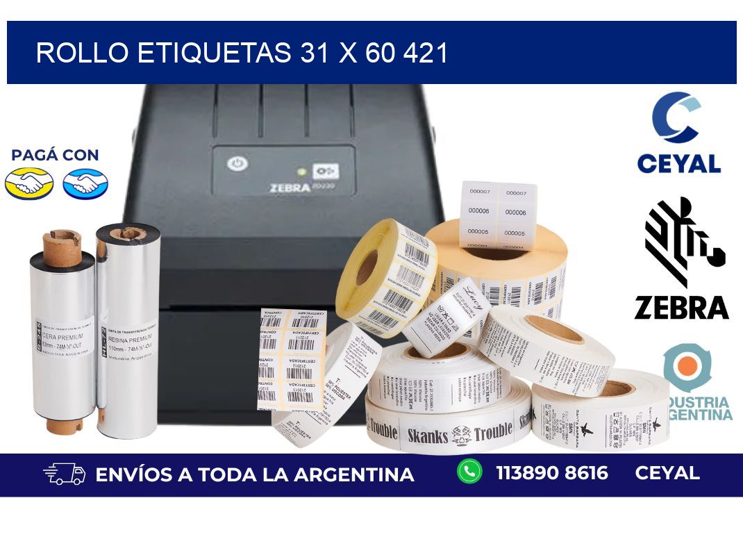 Rollo etiquetas 31 x 60 421