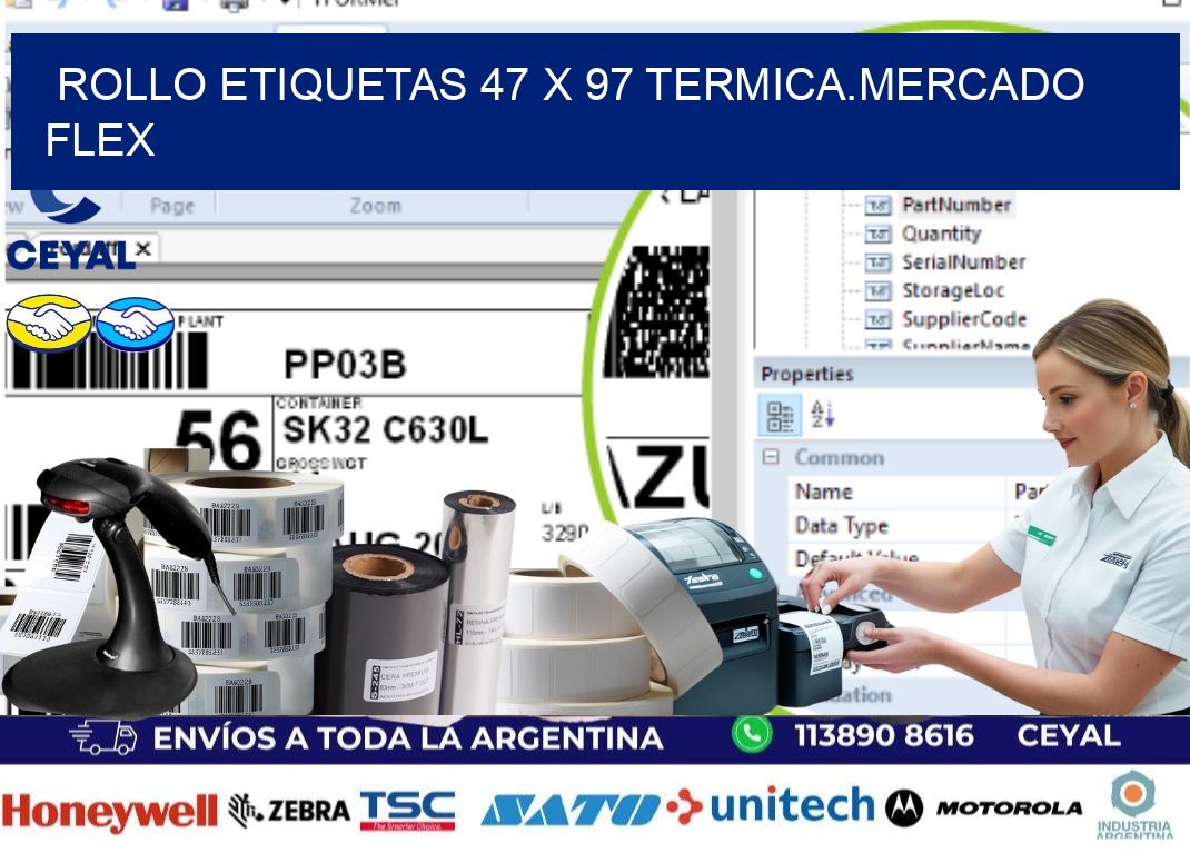 Rollo etiquetas 47 x 97 termica.MERCADO FLEX