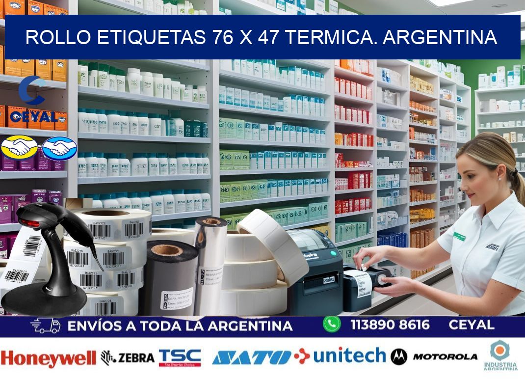Rollo etiquetas 76 x 47 termica. Argentina