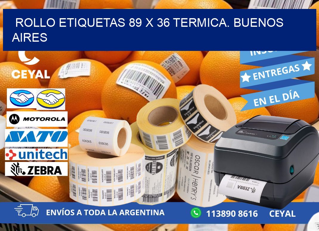 Rollo etiquetas 89 x 36 termica. Buenos Aires