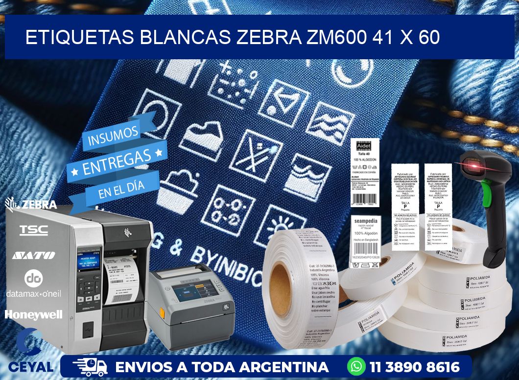 ETIQUETAS BLANCAS ZEBRA ZM600 41 x 60