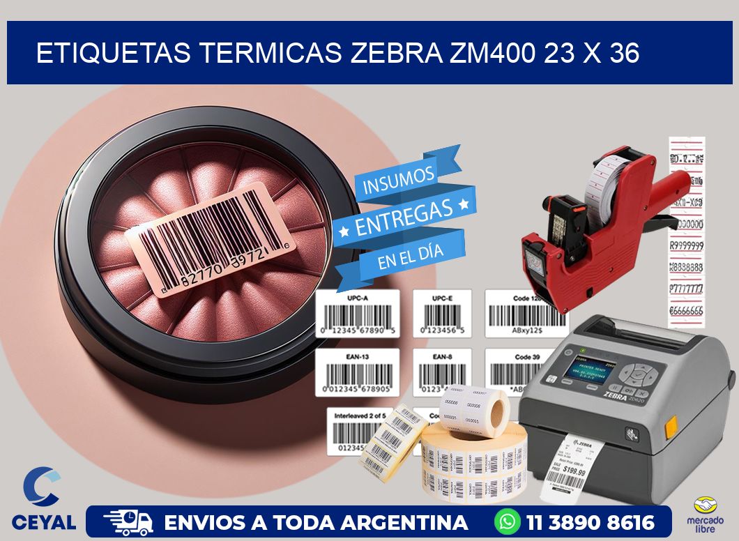 ETIQUETAS TERMICAS ZEBRA ZM400 23 x 36