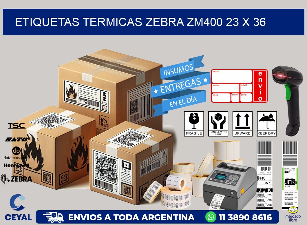 ETIQUETAS TERMICAS ZEBRA ZM400 23 x 36