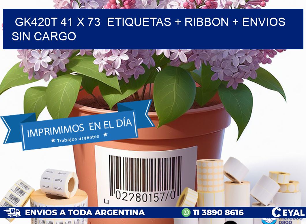 GK420T 41 x 73  etiquetas + ribbon + envios sin cargo