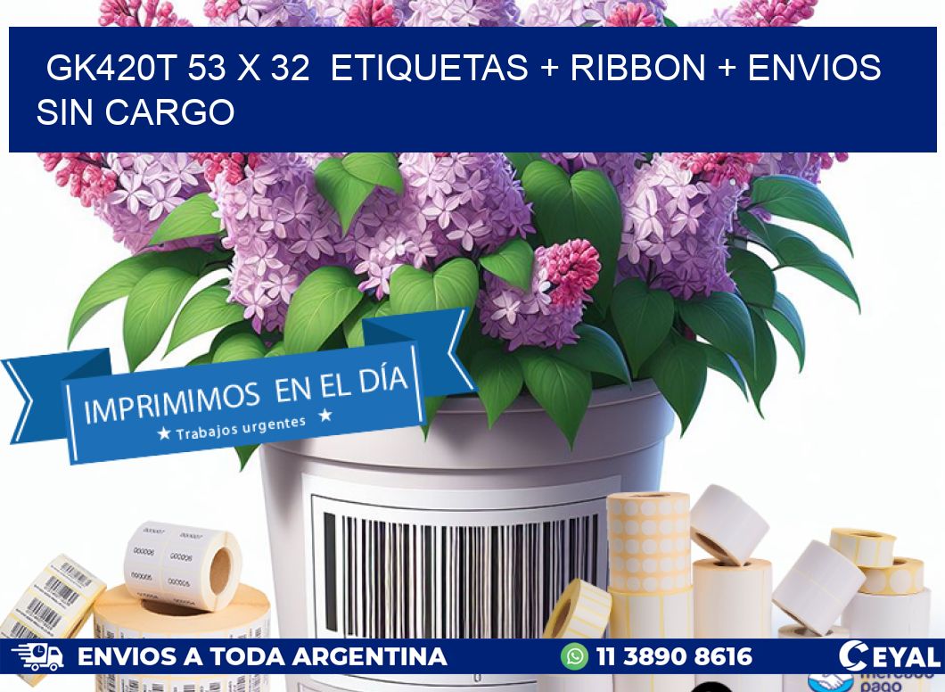 GK420T 53 x 32  etiquetas + ribbon + envios sin cargo