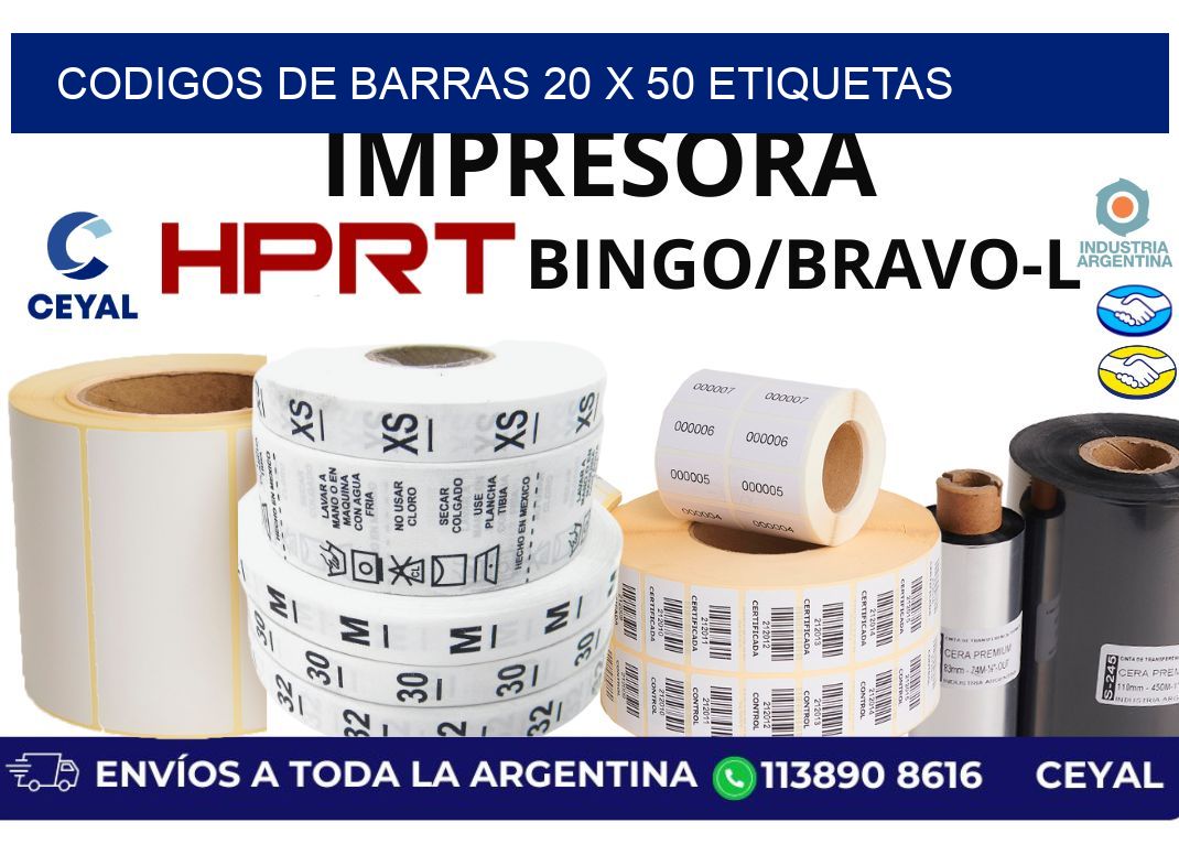 codigos de barras 20 x 50 etiquetas