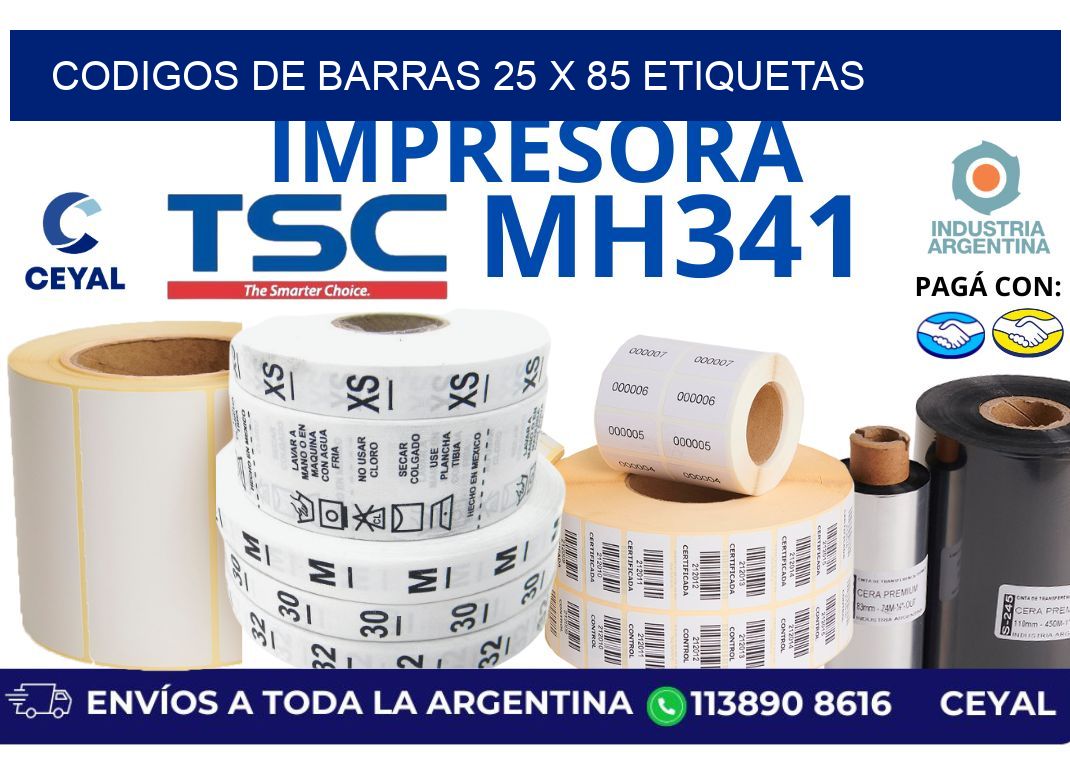 codigos de barras 25 x 85 etiquetas