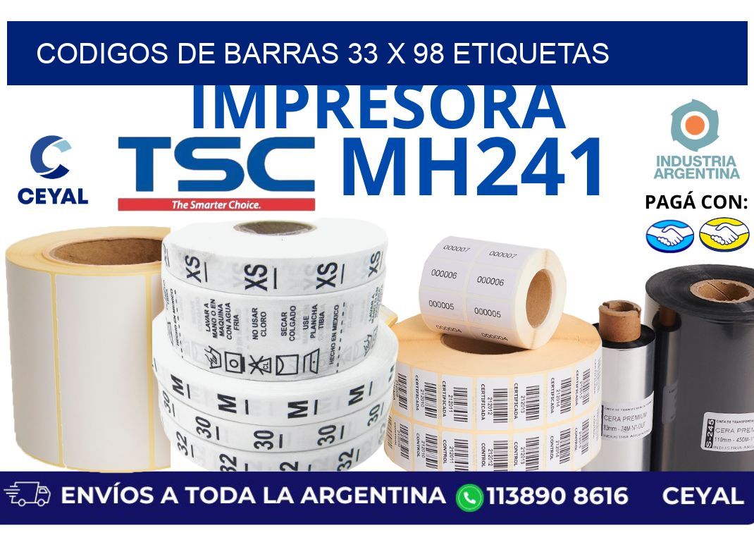 codigos de barras 33 x 98 etiquetas