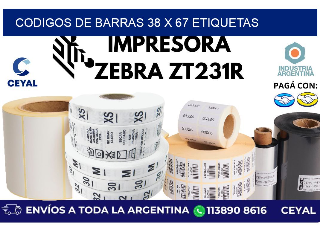 codigos de barras 38 x 67 etiquetas