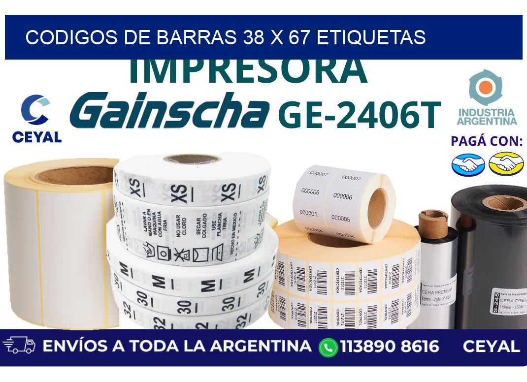 codigos de barras 38 x 67 etiquetas