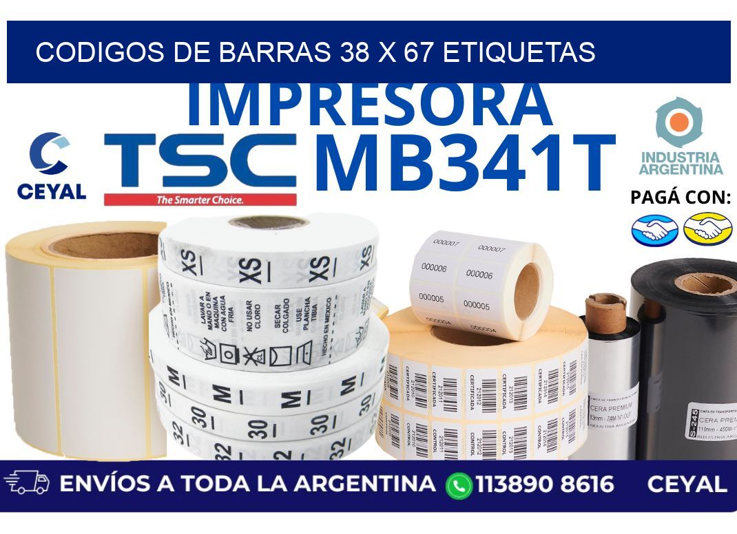 codigos de barras 38 x 67 etiquetas