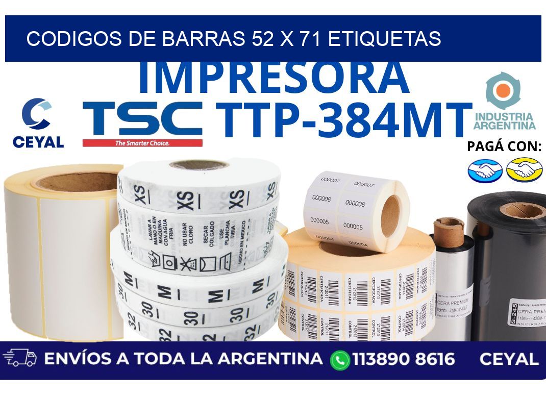 codigos de barras 52 x 71 etiquetas