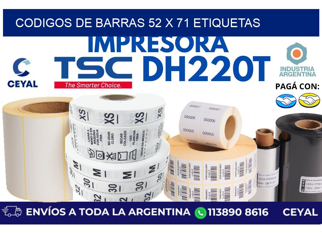 codigos de barras 52 x 71 etiquetas