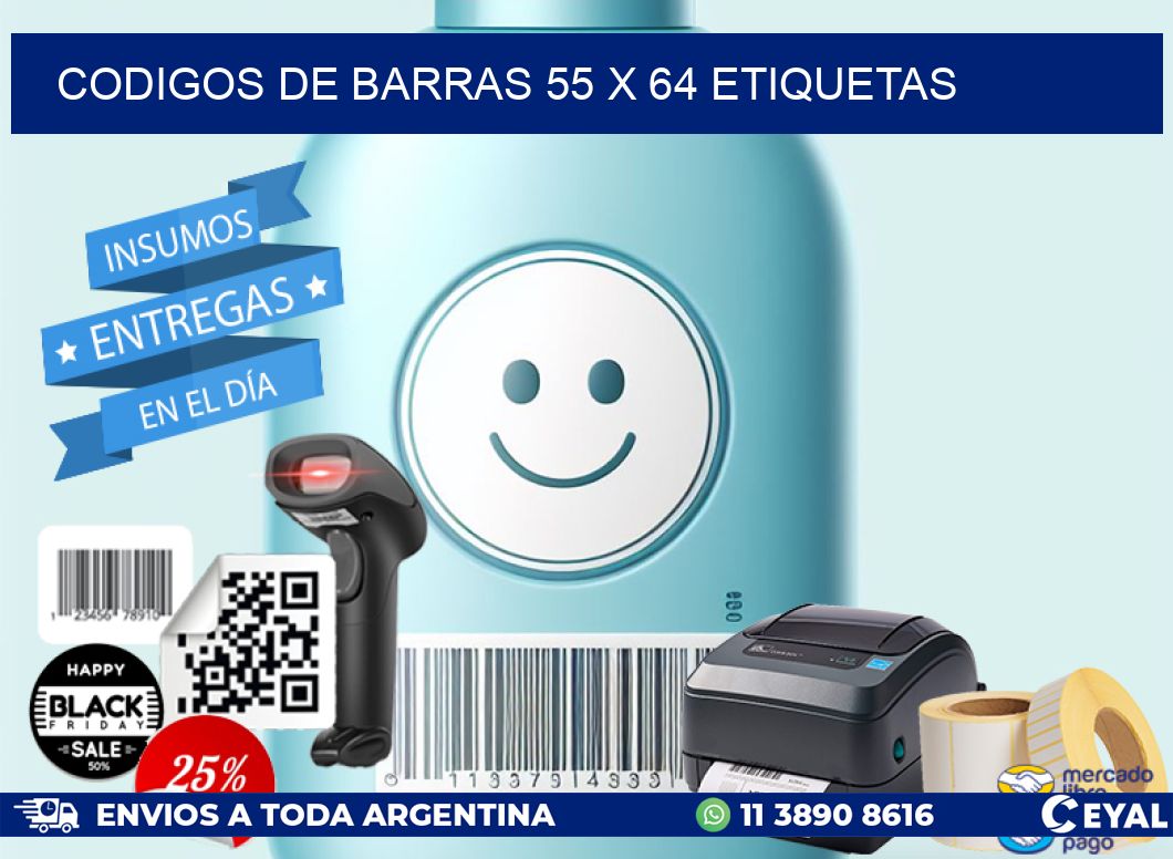 codigos de barras 55 x 64 etiquetas