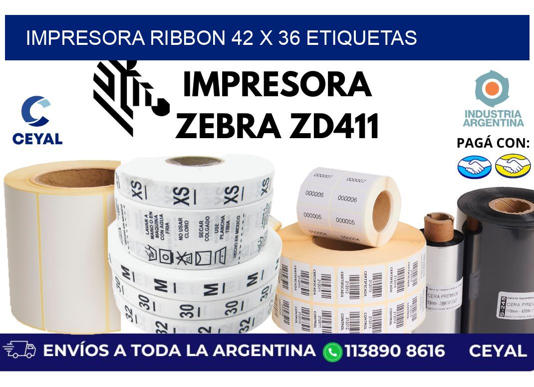 impresora ribbon 42 x 36 etiquetas
