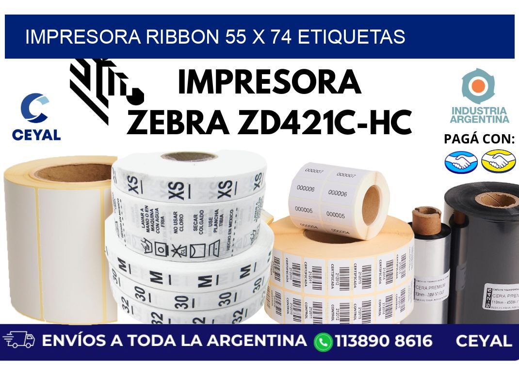 impresora ribbon 55 x 74 etiquetas