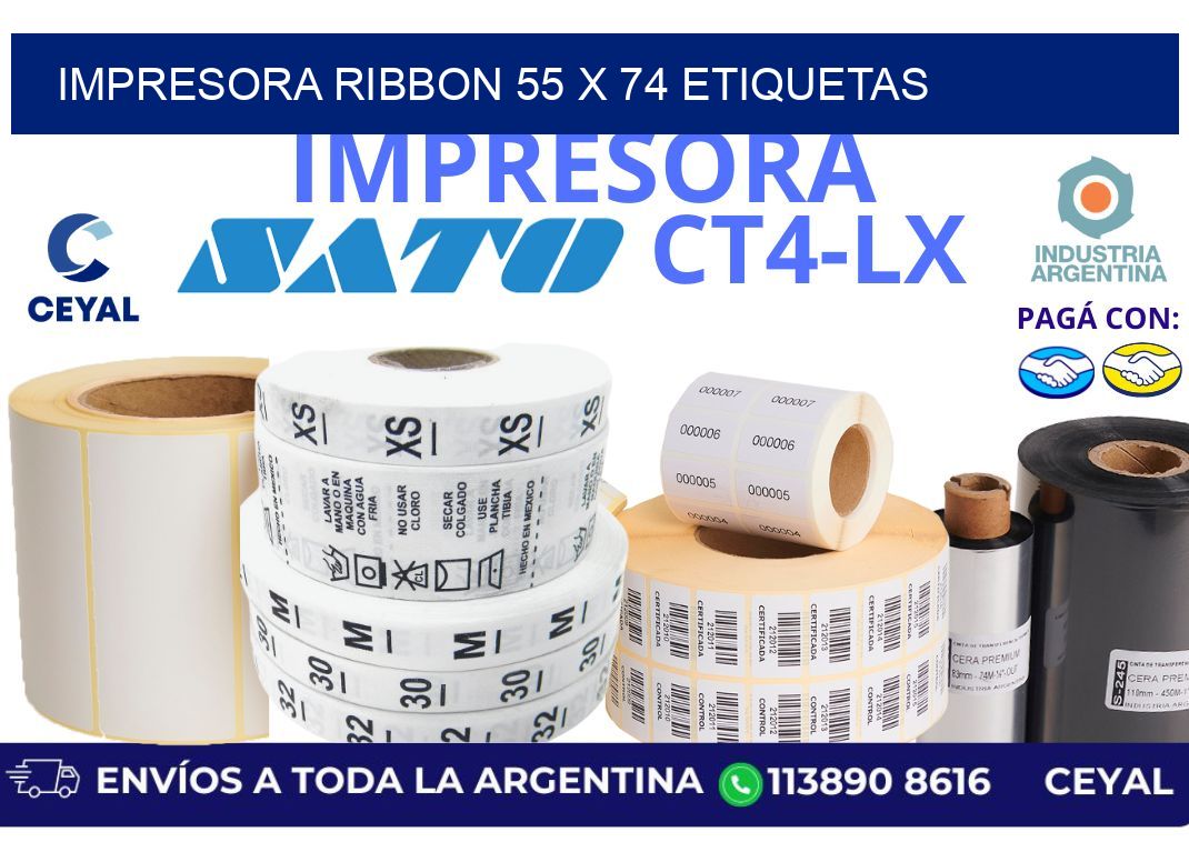 impresora ribbon 55 x 74 etiquetas