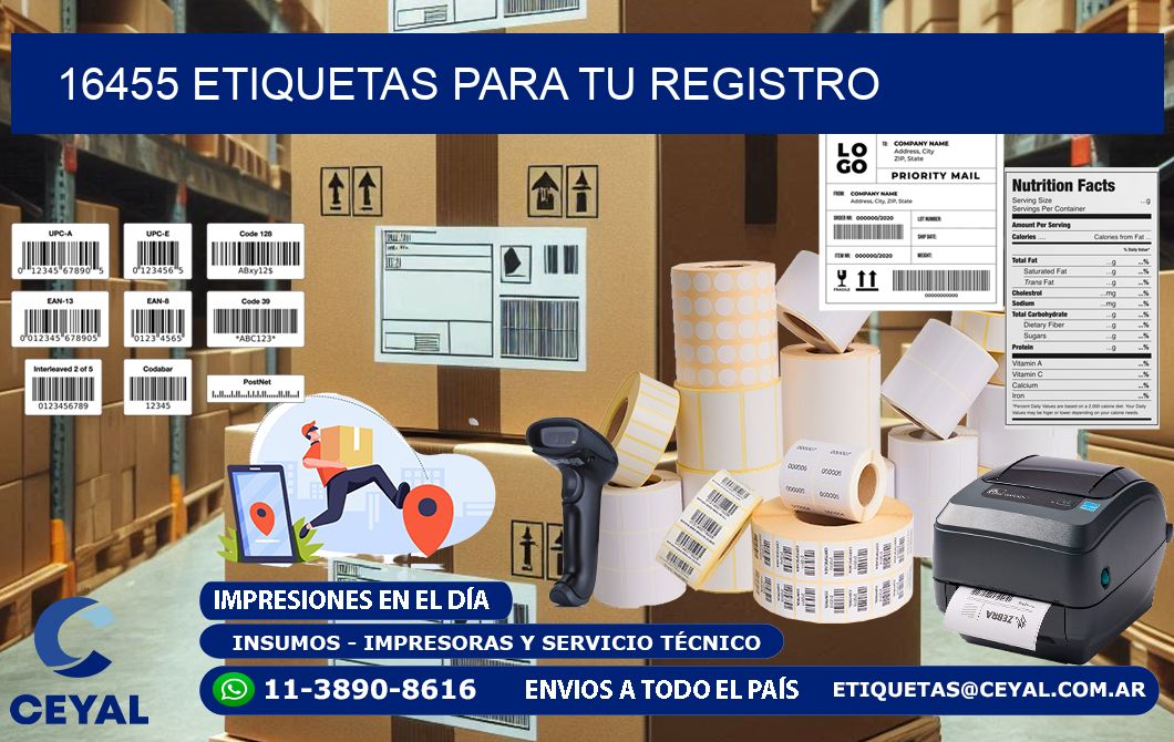 16455 etiquetas para tu registro