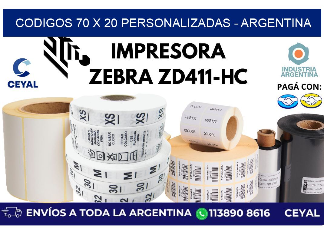 codigos 70 x 20 personalizadas - Argentina