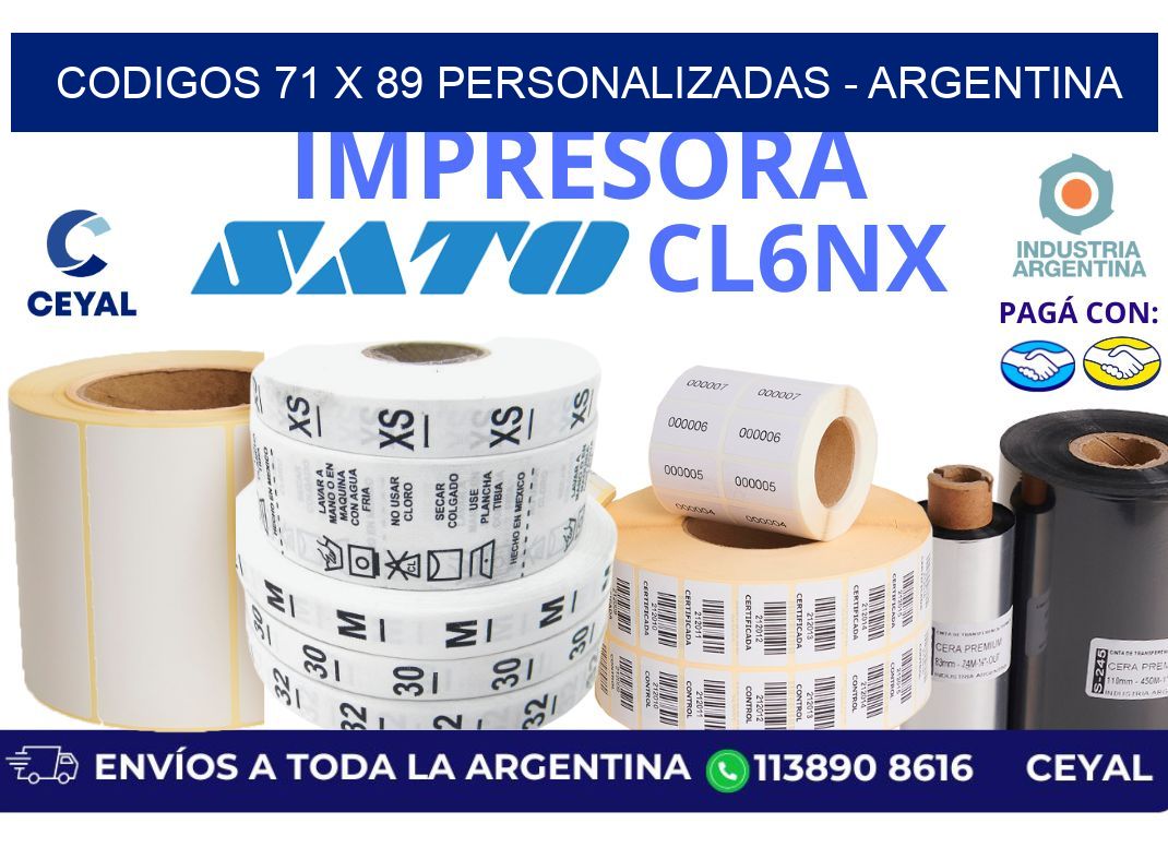 codigos 71 x 89 personalizadas – Argentina