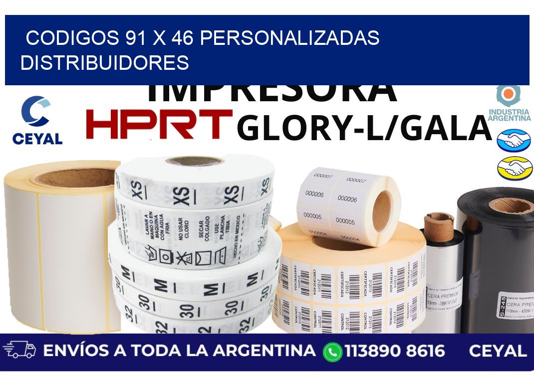 codigos 91 x 46 personalizadas distribuidores