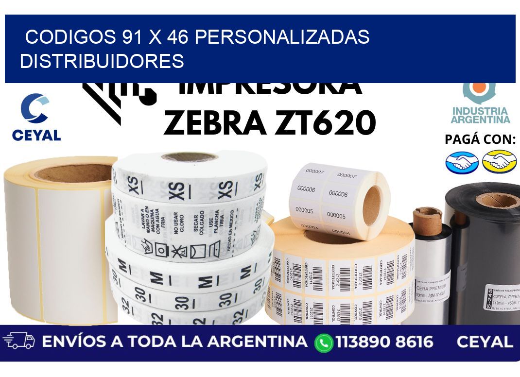 codigos 91 x 46 personalizadas distribuidores