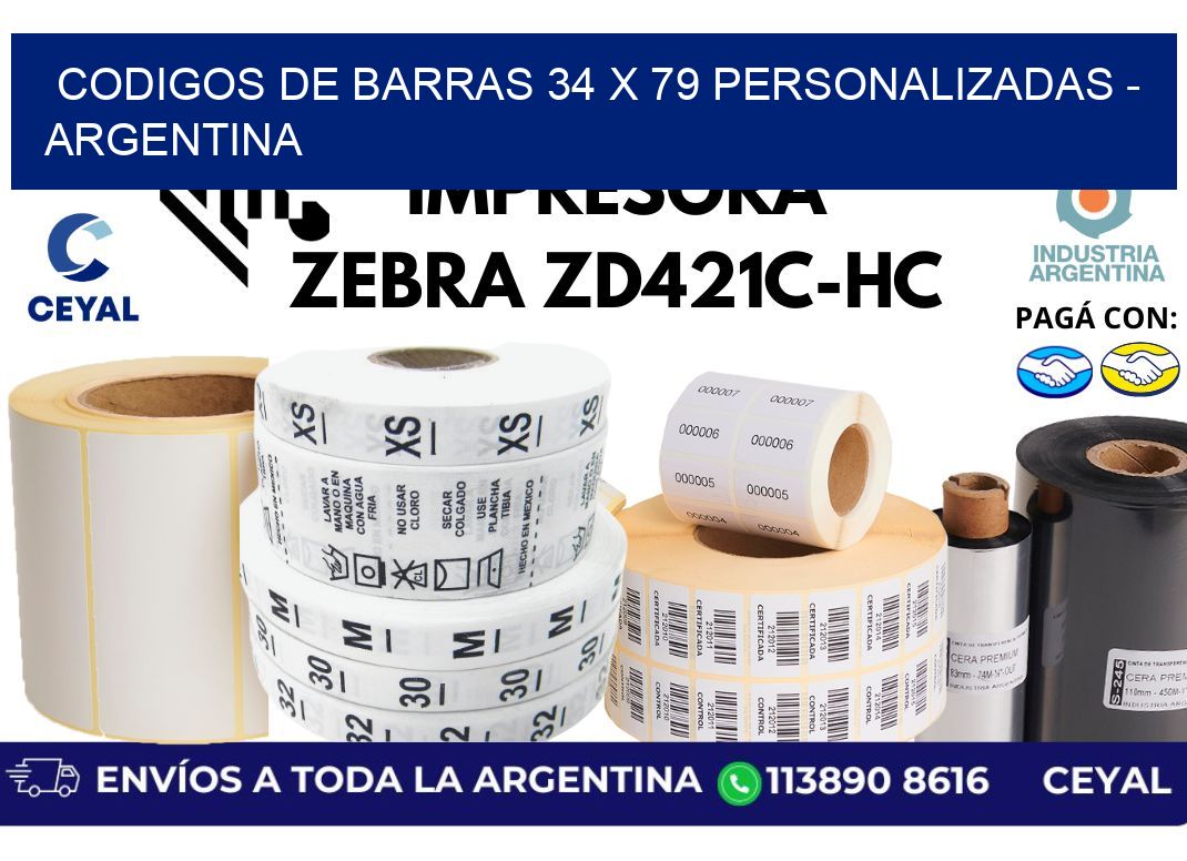 codigos de barras 34 x 79 personalizadas - Argentina