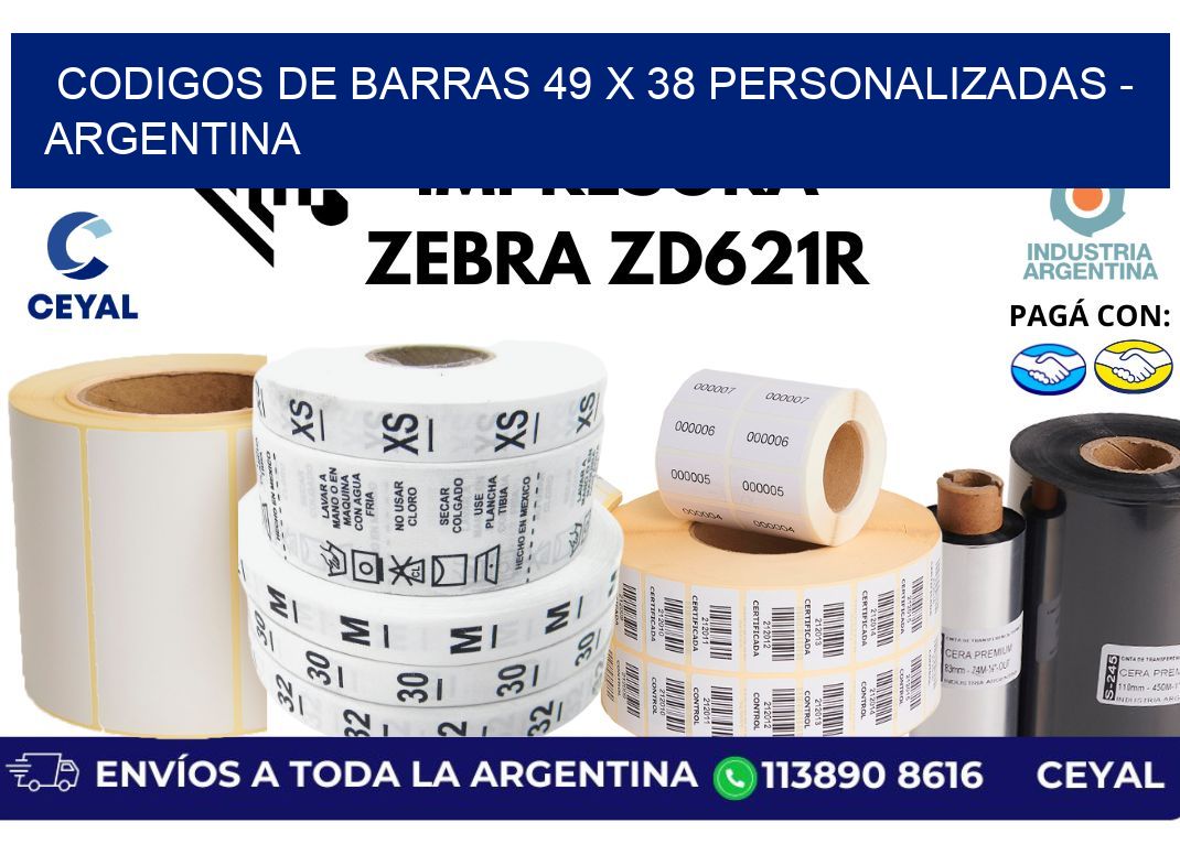 codigos de barras 49 x 38 personalizadas - Argentina