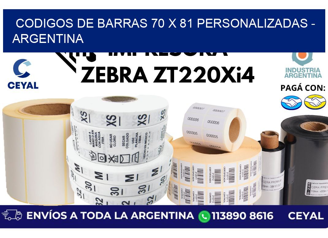 codigos de barras 70 x 81 personalizadas - Argentina